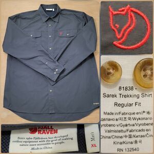 Fjallraven Shirt Mens XL Gray G-1000 Sarek Trekking Outdoor Hiking Logo Pocket